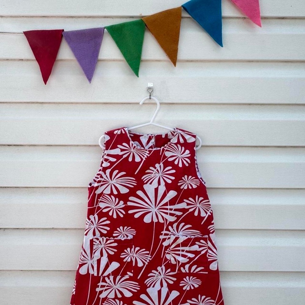 Royce Hughes red dress with white floral print